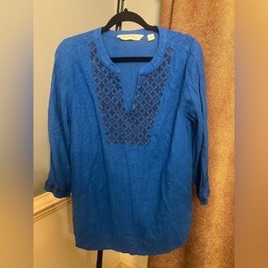 Beautiful by lower c’è zeroion Blue Embroidered Tunic Top medium